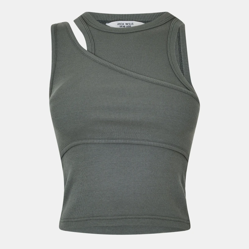 Image of Jack Wills Asymmetric Layered Tank - Green Green 8