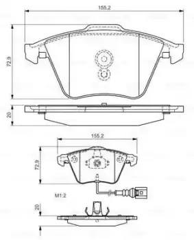 Image of Bosch 0986494550 BP1471 Brake Pad Set Disc Brake Front Axle