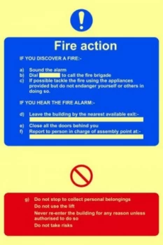 Image of Fire Action Procedure Sign Flxble S/A Lum.Brd