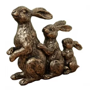 image of Bronze Finish Resin Rabbit Family Ornament