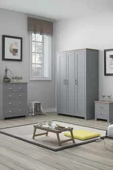 Image of Large 3 Door Grey & Oak Wardrobe