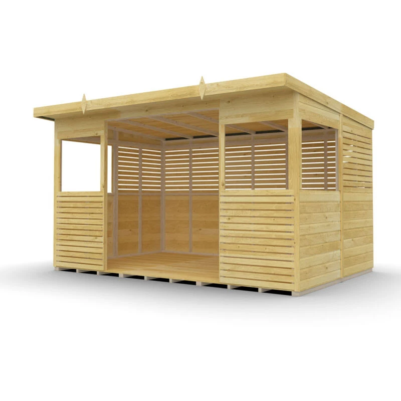 Image of DIY Sheds 12 x 8 BBQ/Outdoor Kitchen Shelter, Brown 12X8PBBQFF