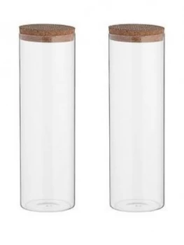 image of Typhoon Monochrome Set Of Two 1.8-Litre Storage Jars With Cork Lids