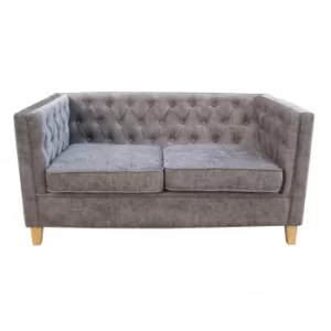 image of York 2 Seater Grey Chenille Sofa Wood Foam Fabric