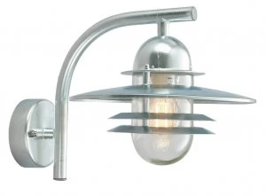 Image of 1 Light Outdoor Dome Wall Lantern Light Galvanised IP55, E27