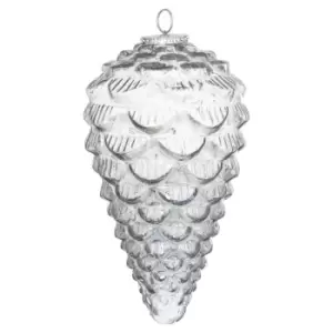 Image of The Noel Collection Teardrop Christmas Bauble (25cm x 14cm x 14cm) (Grey)