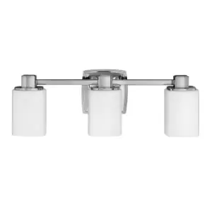 Image of IP44 3 Bulb Wall Light Square Etched Opal Glass Shade Chrome LED G9 3.5W