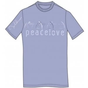 image of John Lennon Tee Shirt: Peace & Love Light Blue: Large