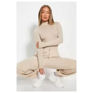 Image of I Saw It First Cotton Rib Roll Neck Bodysuit - Brown