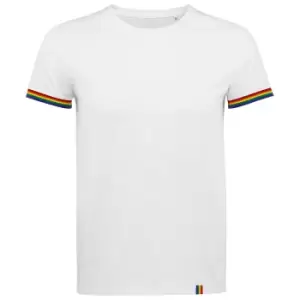 Image of SOLS Mens Rainbow T-Shirt (4XL) (White/Multicolour)