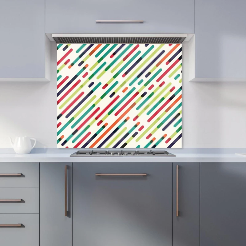 Image of Warren Reed - Designer Coloured Diagonal Abstract Pattern Kitchen Splashback in Green Size: 700mm x 650mm Green Unisex 700mm x 650mm