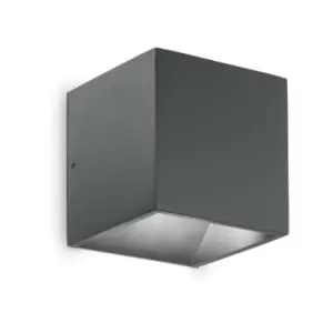 image of Ideal Lux RUBIK - Integrated LED Outdoor Up Down Wall Downlight Lamp 1 Light Anthracite 3000K IP44