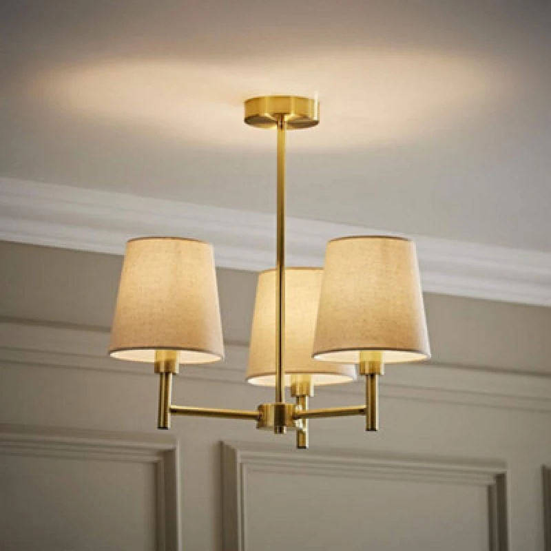 Image of ValueLights ValueLights Kincaid 3 Arm Tapered Shade Chandelier Style Ceiling Light in Gold Gold One Size Unisex 5016529274254