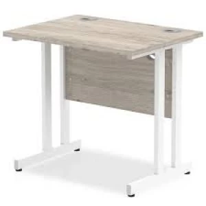 image of Trexus Rectangular Slim Desk White Cantilever Leg 800x600mm Grey Oak