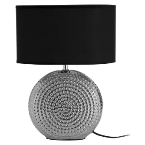 image of Premier Housewares Large Table Lamp with Hammered Chrome Finish