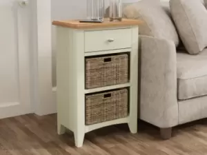 Image of Kenmore Patterdale White and Oak 1 Drawer Small Storage Unit Assembled