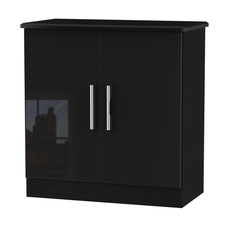 Image of Harrow 2 Door Cabinet In Black Gloss (Ready Assembled)