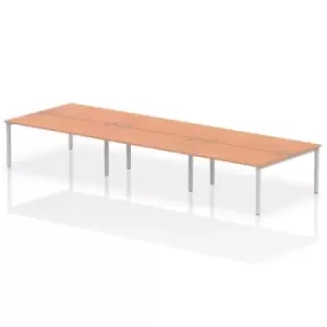Image of Impulse Bench B2B 6 Person 1600 Silver Frame Office Bench Desk Beech