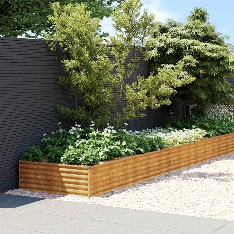 Image of vidaXL Garden Raised Bed 960x100x36cm Corten Steel, Brown 152000