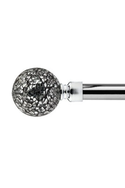 Image of Unknown 16-19mm Mirrored Extendable Eyelet Metal Curtain Pole Set Chrome 160-300Cm