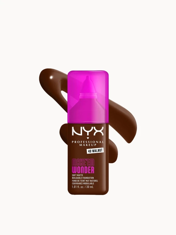 Image of NYX Professional Makeup Make 'EM Wonder, 24H Soft Matte Foundation (Various Shades) - Walnut