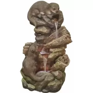 image of Tranquility Water Features - Curious Otters Animal Solar Powered Water Feature