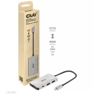 image of CLUB3D USB Gen2 Type-C PD Charging Hub to 2x Type-C 10G ports and...