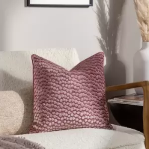 Image of Lanzo Cut Velvet Piped Cushion Plaster Pink, Plaster Pink / 45 x 45cm / Polyester Filled