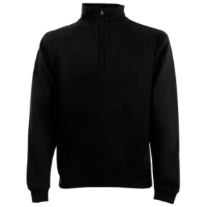 Image of Fruit Of The Loom Mens Zip Neck Sweatshirt Top (M) (Black)