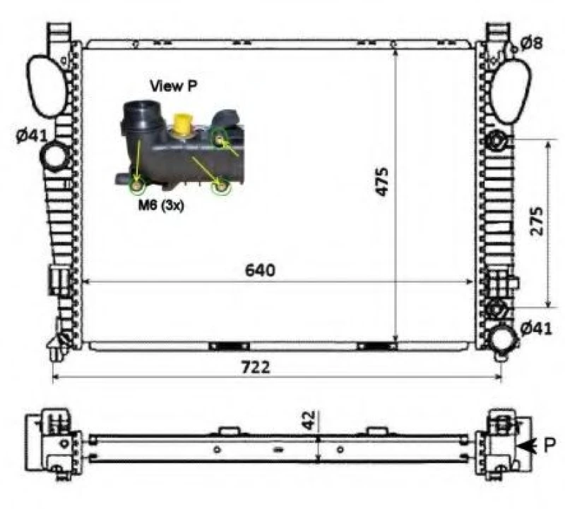 Image of NRF 58366 Engine radiator Brazed cooling fins, Aluminium, with gaskets/seals Aluminium Radiator,engine cooling (470)