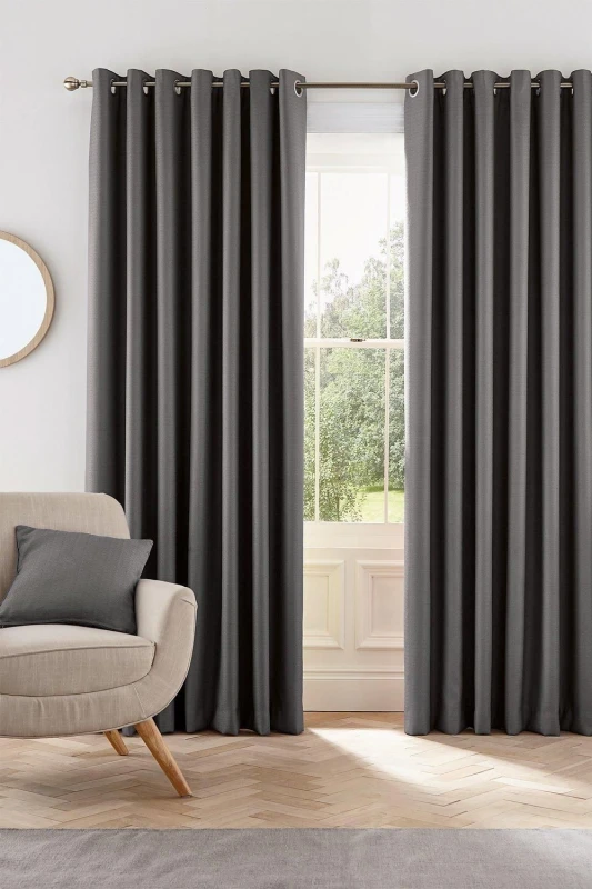 Image of Helena Springfield Helena Springfield 'Eden' Woven Lined Curtains in Charcoal Size: 167cm width x 183cm drop Charcoal 167cm width x 183cm drop Unise