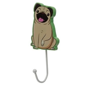 image of Mopps Pug Wooden Wall Hook