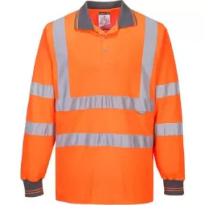 image of Portwest Hi Vis Long Sleeved Polo Shirt Orange 2XL