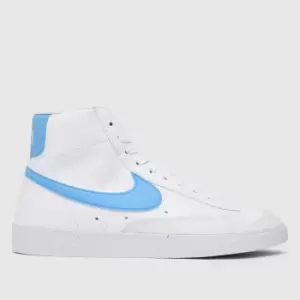 Image of Nike White & Blue Blazer Mid 77 Next Nature Trainers