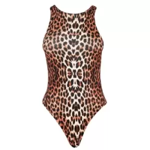 image of I Saw It First Leopard Racer Bodysuit - Brown