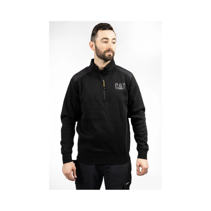 Image of Caterpillar Essential 1/4 Zip Sweatshirt Black