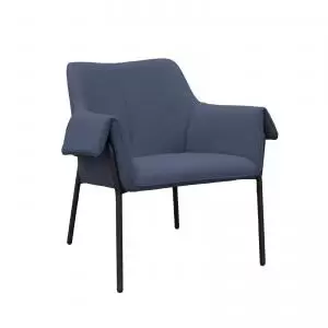 image of Liana lounge chair with Black metal frame - mid-blue