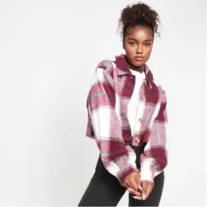 image of Missguided Check Crop Shacket - Multi