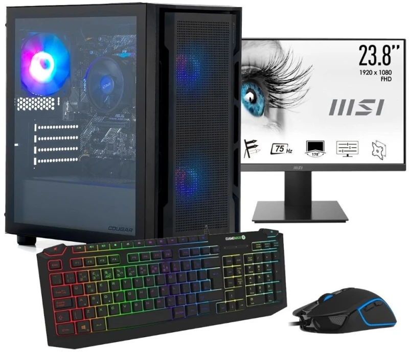 Image of Stormforce Stormforce AMD Ryzen5 8GB 500GB PC Desktop & 23.8" Monitor