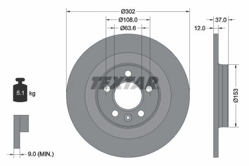 Image of Brake disc TEXTAR 92304703