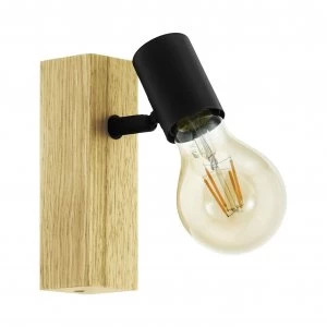 Image of Eglo Townshend Wall Light - Black and Oak