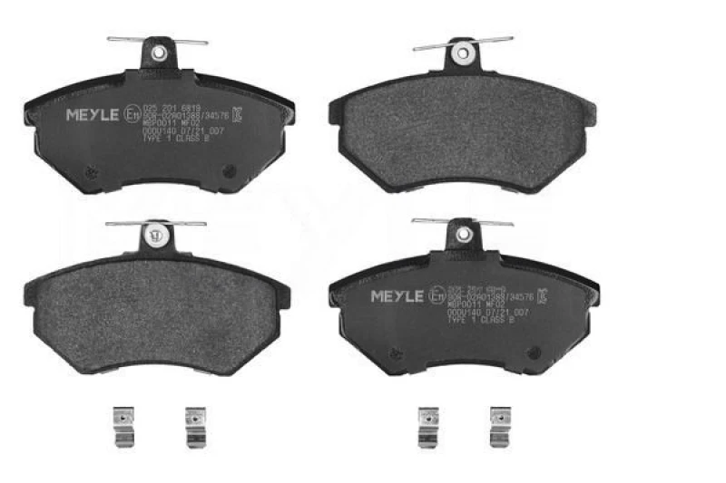 Image of MEYLE 025 201 6819 Brake pad set Front Axle, excl. wear warning contact, Original Quality, with anti-squeak plate Brake Pad Set,disc brake (402)
