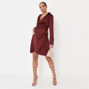 image of Missguided Maternity Satin Wrap Dress - Red