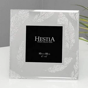 image of 4" x 4" - HESTIA? Silver Glitter feather Photo Frame