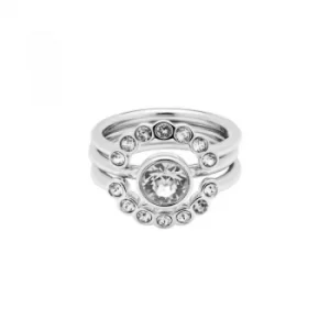 Image of Ted Baker Ladies Silver Plated Cadyna Concentric Crystal Ring Size SM