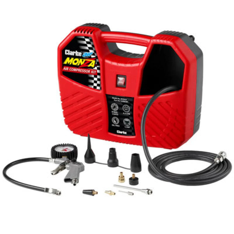 Image of Clarke International Clarke Monza 6.35Cfm 1.5Hp Portable Oil Free Air Compressor Plus Accessories