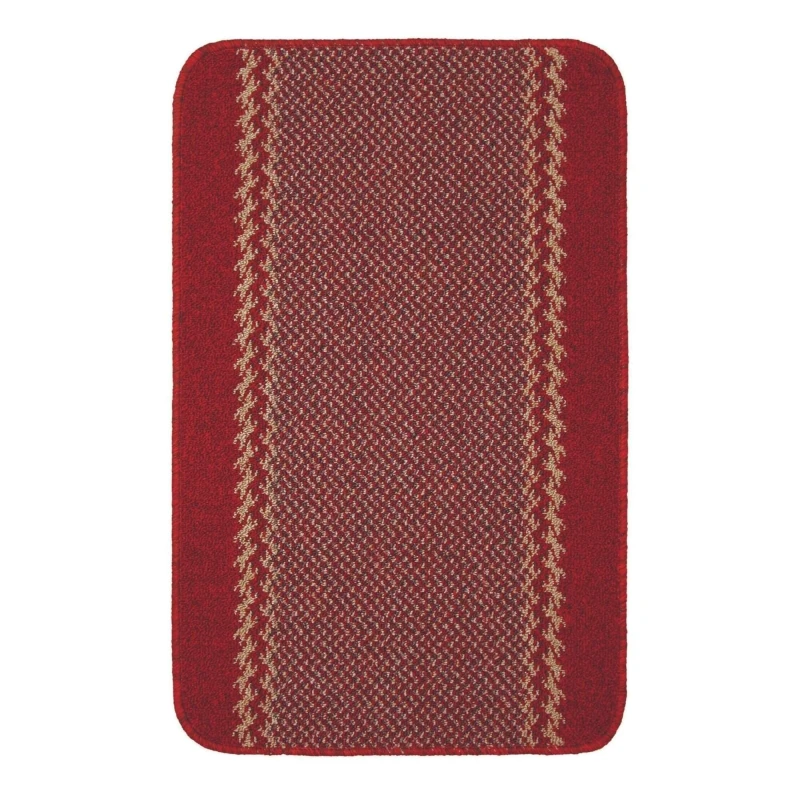 Image of THE RUGS Red Washable Floor Mat Bordered Design for Kitchen Hallway Size: 133cm x 190cm Red Unisex 133cm x 190 cm