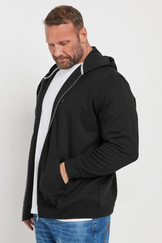 Image of BadRhino BadRhino Men Zip Through Diamond Quilted Hoodie in Black Size: 5-6X-Large Black 5-6XL Male 5063111744022