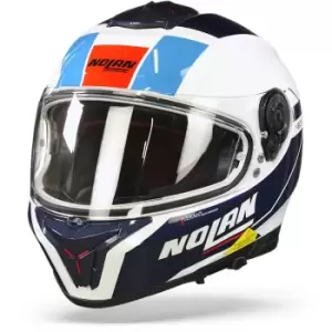 Image of Nolan N80-8 Mandrake N-Com 50 Metal White Blue Red M