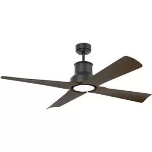 image of Faro Winche Large Ceiling Fan with / without Light Black, Wood IP44